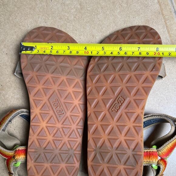 Teva Original Universal Sandals Womens 8 Orange Ombre Thread Leather Hook Loop - Picture 6 of 8